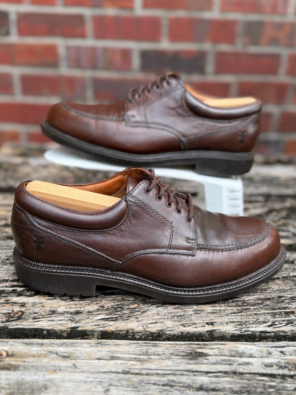 Frye Taylor Men’s Sz 7.5 Split Toe Brown Full Grain Leather Lace Up Oxford Shoes